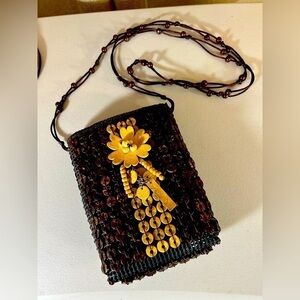 Beaded Panama small shoulder bag